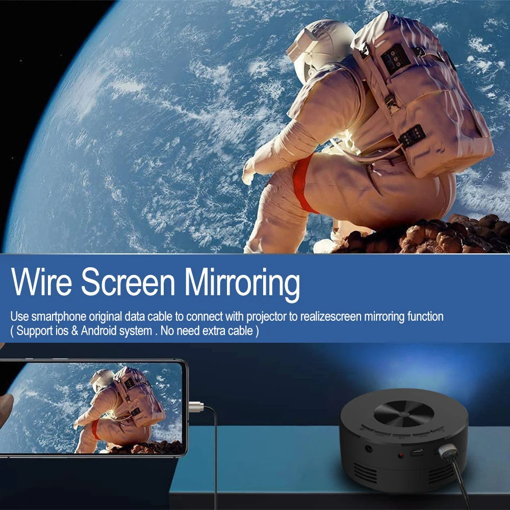 Yt200 smart projector portable LED video home theater auto focus mobile cinema same screen HD mini projector for iPhone Android